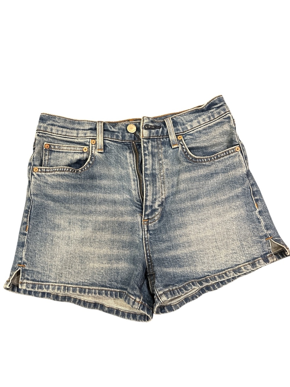 Denim Forum Blue Denim Jean Shorts - Classic Fade Wash, Size 27